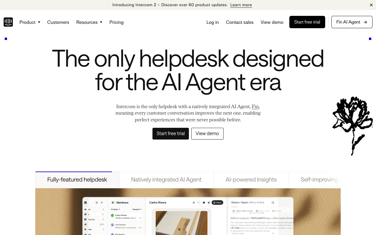 The only helpdesk designed
for the AI Agent era