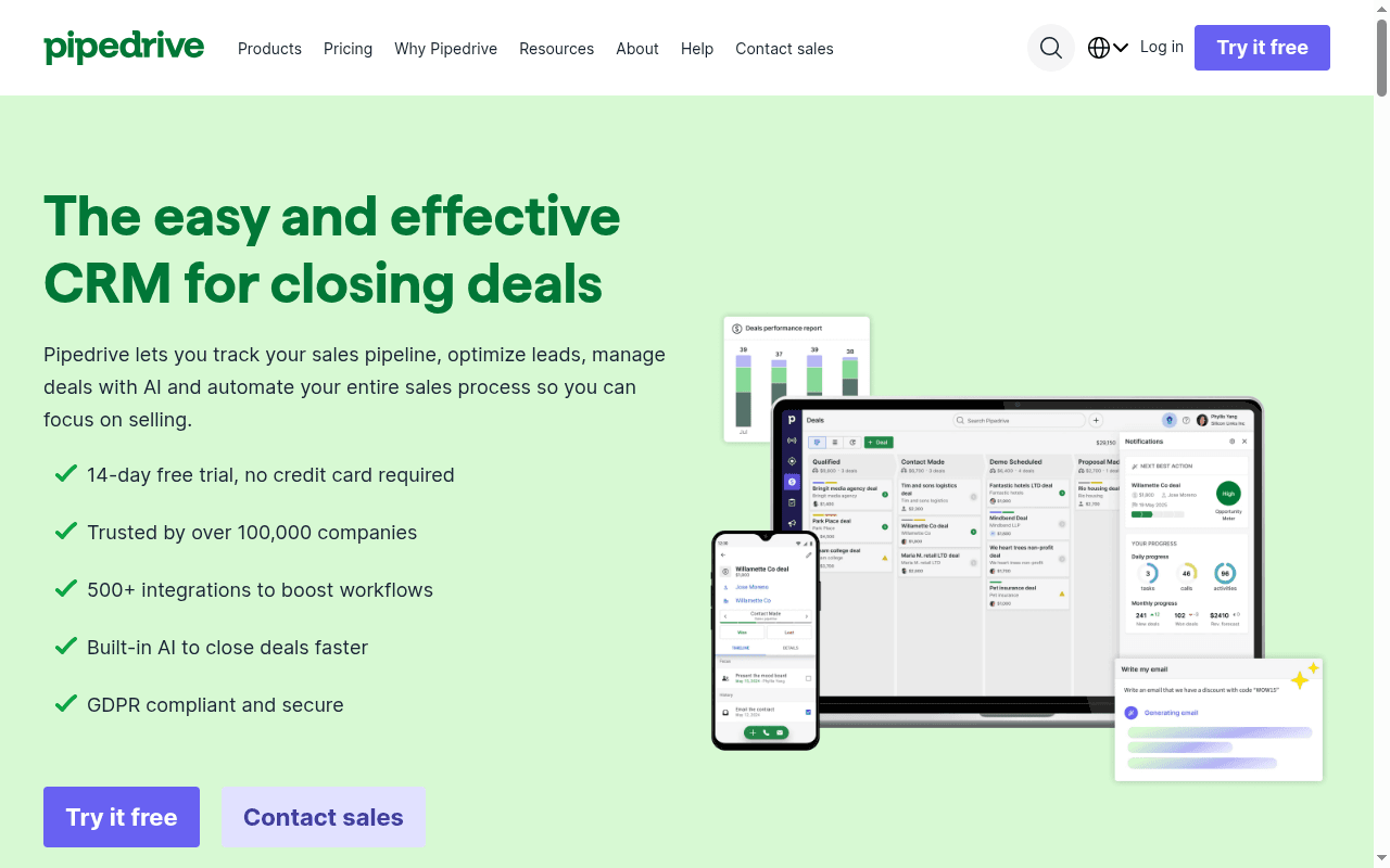 The easy and effective CRM for closing deals