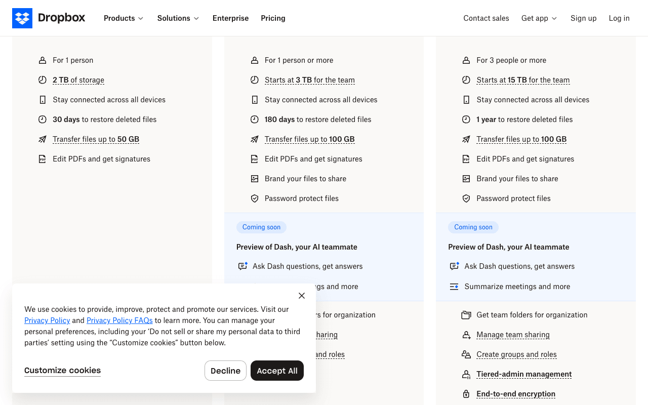 Compare Features Grid