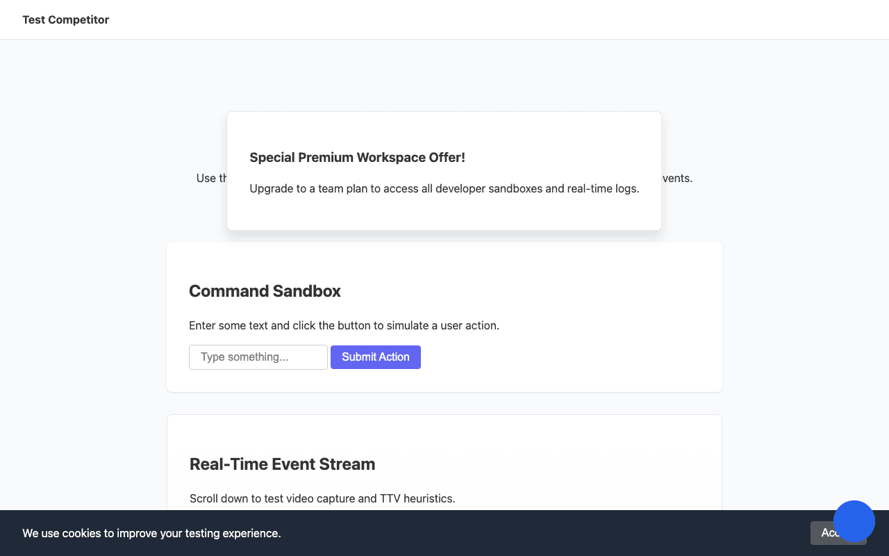 Test Competitor screen 1