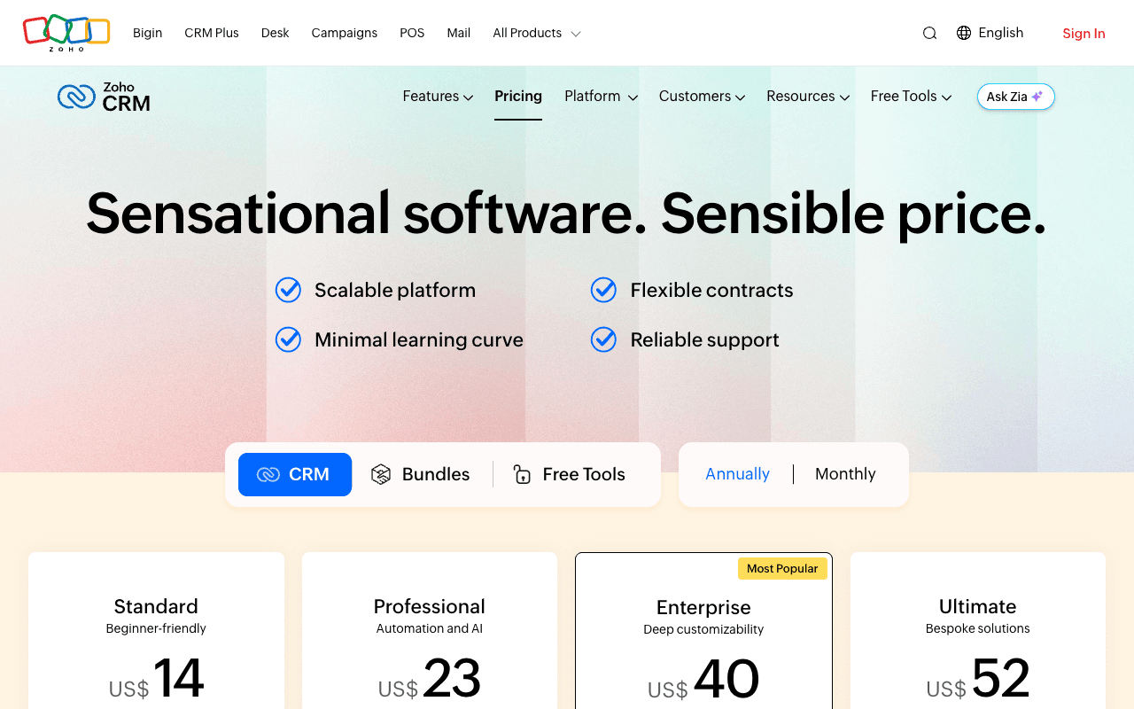 Sensational software. Sensible price.