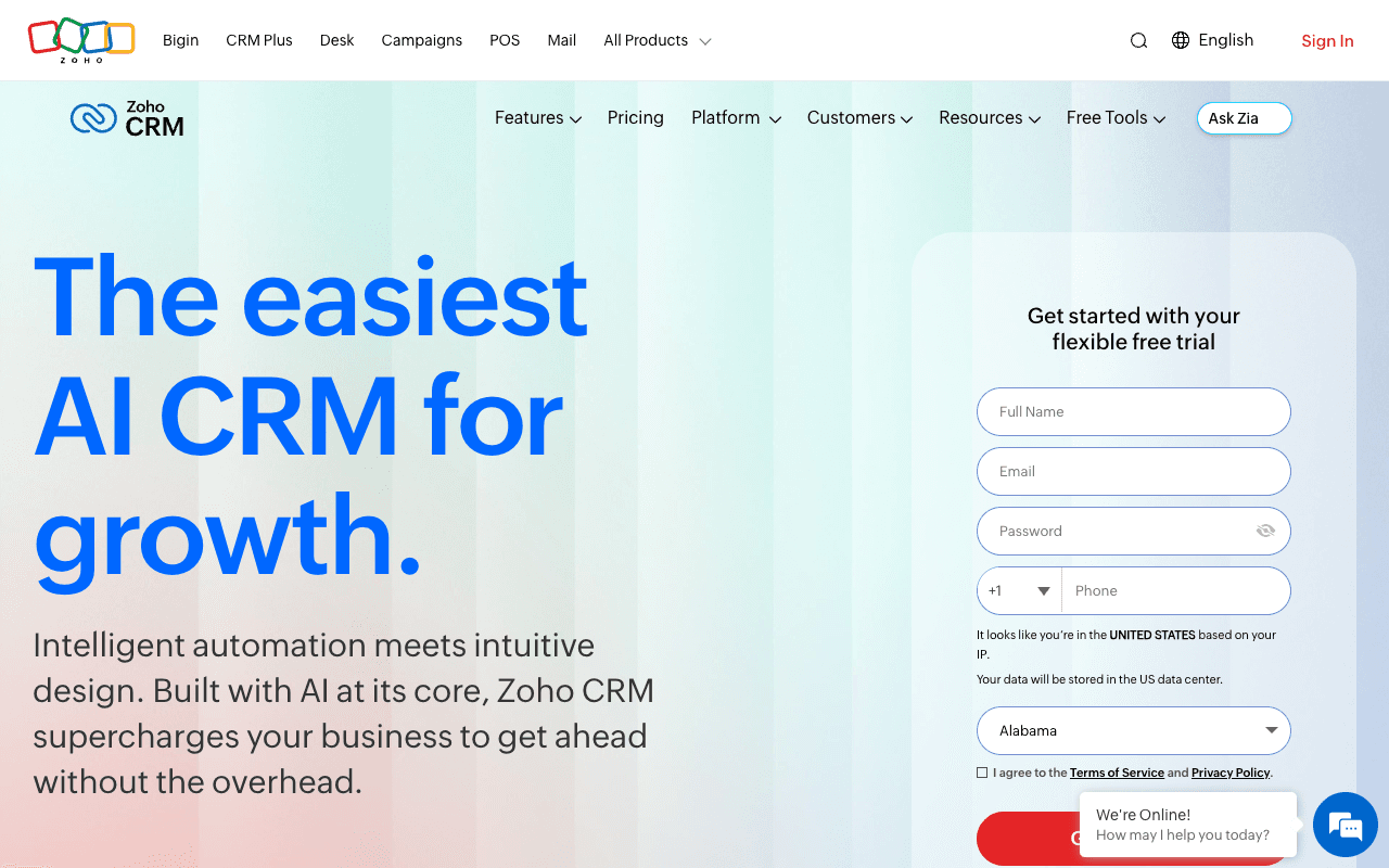 Fill Zoho Signup Fields