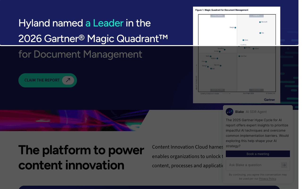 Hero: Hyland named a Leader in the 2026 Gartner® Magi...